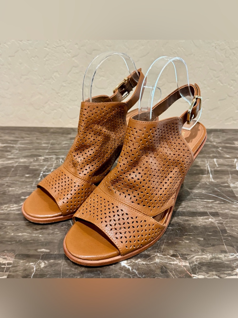 Antonio Melani Perforated Laser Cut Leather Heels